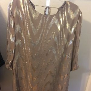 Gorgeous Taupe and Gold Gianni Bini Cocktail Dress